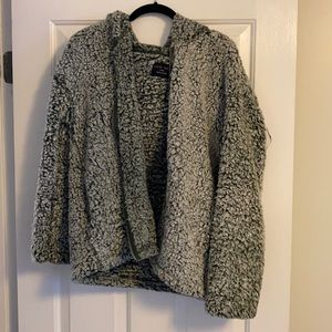 Army Green Zip Up Sherpa Jacket